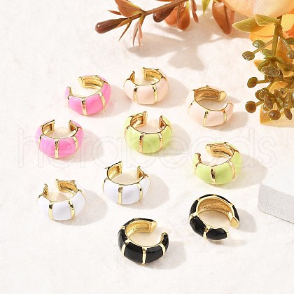 Brass Stripe C-Shaped Cuff Earrings EJEW-D321-04G-1