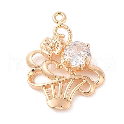 Brass Inlay Clear Glass Pendants KK-S388-30G-1