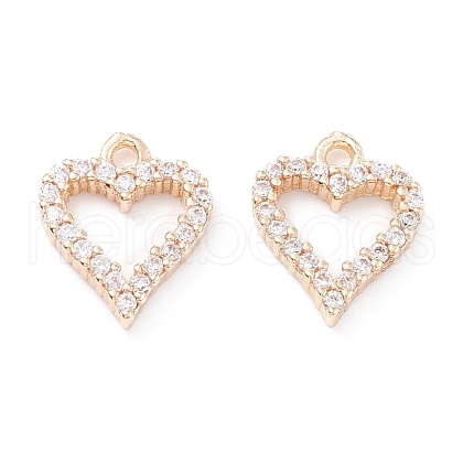 Rack Plating Brass Micro Pave Cubic Zirconia Charms ZIRC-C026-08LG-1