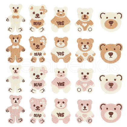 40Pcs 20 Style Bear/Rabbit Shape Polyester Knitted Appliques PATC-FG0001-35-1