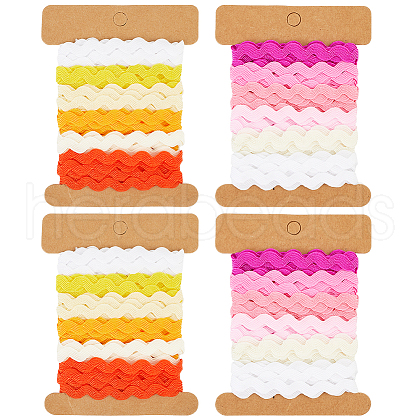 Gorgecraft 4 Cards 2 Styles  Polyester Wavy Fringe Trim Ribbon DIY-GF0009-48G-1