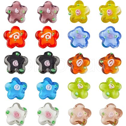 HOBBIESAY 20Pcs 10 Colors Glass Bead FIND-HY0001-03-1