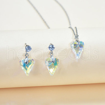 Alloy with Clear AB Glass Pendant Necklace & Stud Dangle Earring FS-WGCC2DF-01-1