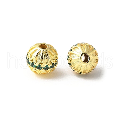 Brass Micro Pave Cubic Zirconia Beads KK-U067-06G-03-1
