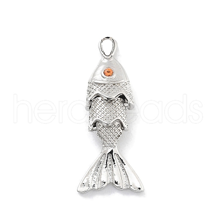Fish Rack Plating Brass Micro Pave Cubic Zirconia Pendants KK-Z071-72A-01P-1