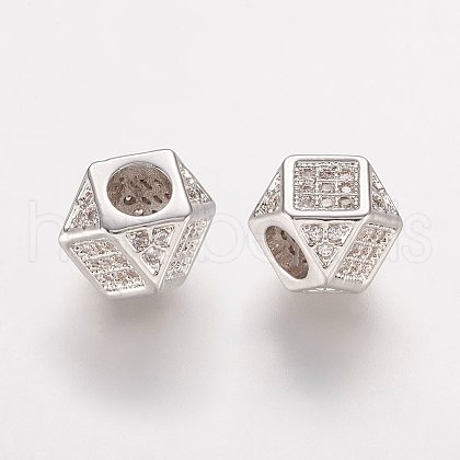 Brass Micro Pave Cubic Zirconia Beads ZIRC-K063-20P-1