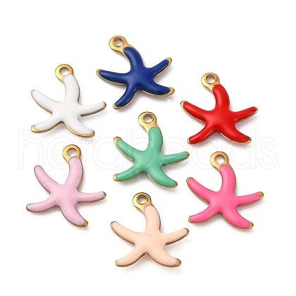 304 Stainless Steel Enamel Charms STAS-Q363-14D-G-1