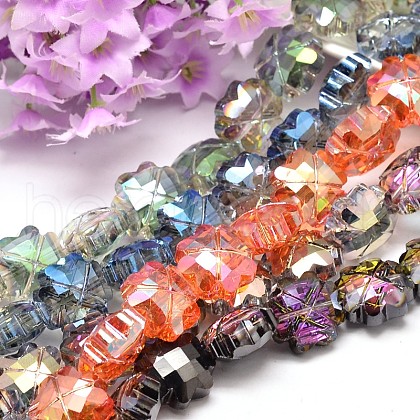 Electroplate Faceted Clover Glass Bead Strands EGLA-J094-M-1