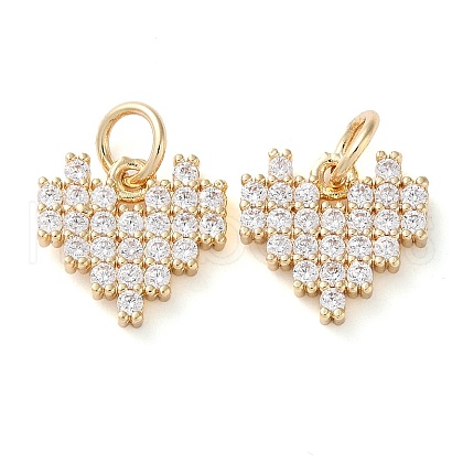 Rack Plating Brass Micro Pave Clear Cubic Zirconia Charms KK-D097-01G-1