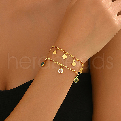 Brass Curb Chain Multi-strand Bracelets OM1329-1