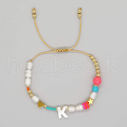 Shell Letter Charm Bead Bracelets ZZ0793-11-1