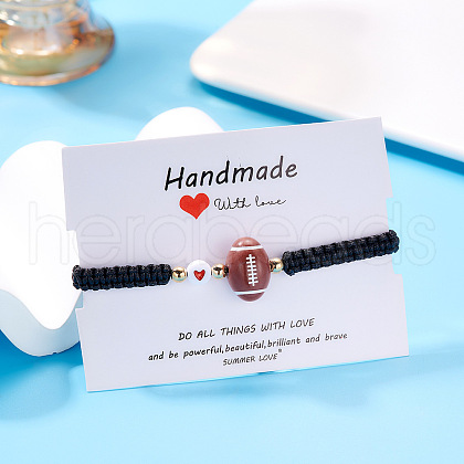 Sport Theme Plastic Charm Braided Bead Bracelets WG0CE78-04-1
