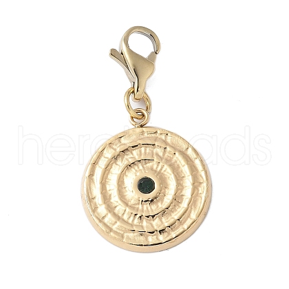 304 Stainless Steel Rhinestone Flat Round Pendant Decoration STAS-S165-37G-1