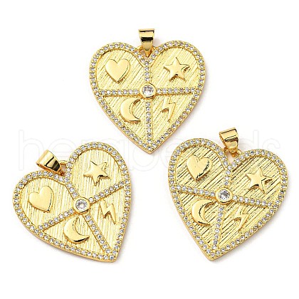 Brass with Cubic Zirconia Pendants KK-K341-01G-01-1