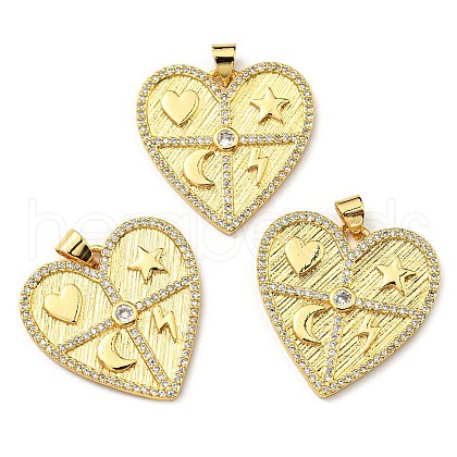 Brass with Cubic Zirconia Pendants KK-K341-01G-01-1