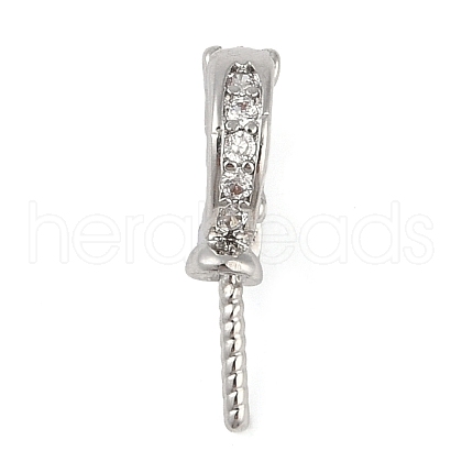 Brass Micro Pave Clear Cubic Zirconia Twister Peg Bails Pendants KK-L219-03-1