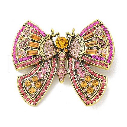 Butterfly Alloy Rhinestone Brooches for Backpack Clothes JEWB-R051-07AG-02-1