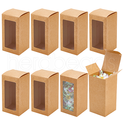 Kraft Paper Candy Boxes with PVC Clear Window CON-WH0097-07A-02A-1