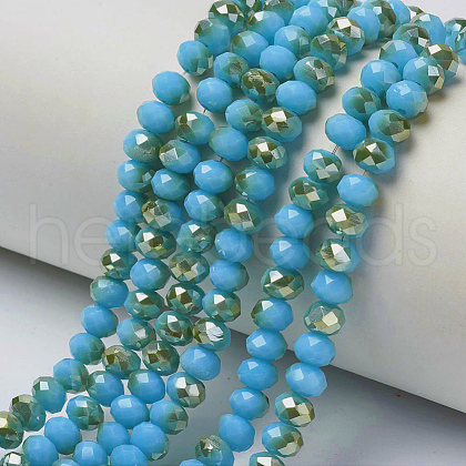 Electroplate Opaque Solid Color Glass Beads Strands EGLA-A034-P8mm-K18-1