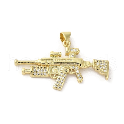 Rack Plating Brass Micro Pave Cubic Zirconia Pendants KK-C052-08B-G-1