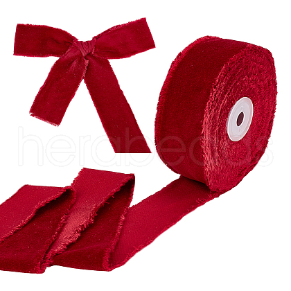 10 Yards Velvet Frayed Ribbon SRIB-WH0011-226B-1