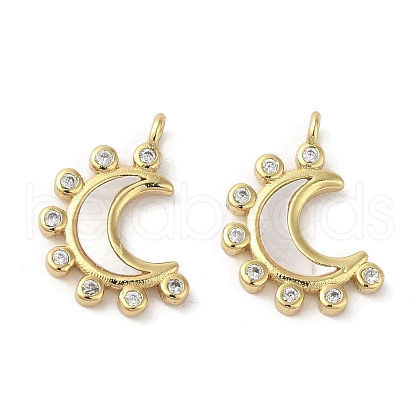 Rack Plating Brass Micro Pave Cubic Zirconia Pendants KK-C052-29G-1