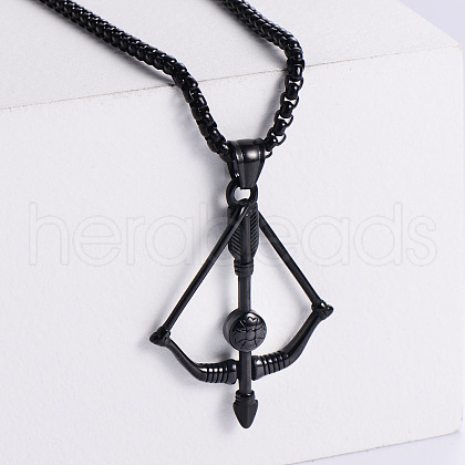 Stainless Steel Vintage Bow and Arrow Pendant Necklaces QY4910-1-1