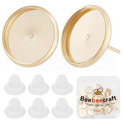Beebeecraft 30Pcs Brass Stud Earring Settings KK-BBC0007-42-1