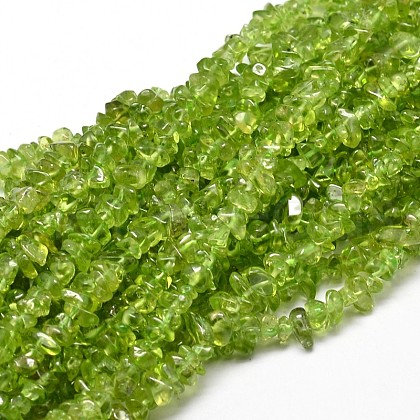 Natural Olive Quartz Chip Beads Strands X-G-E271-89-1