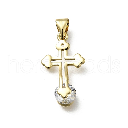 Brass Micro Pave Cubic Zirconia Pendants KK-C090-02G-1