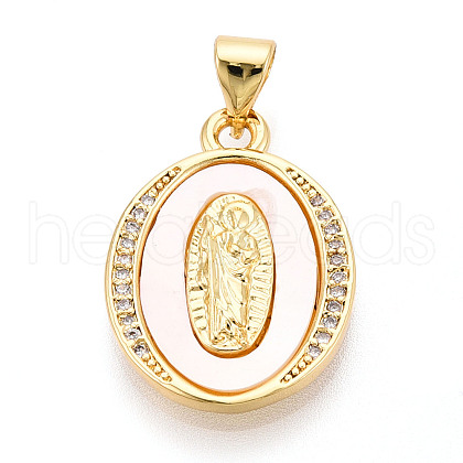 Brass Micro Pave Clear Cubic Zirconia Pendants KK-N268-24G-1