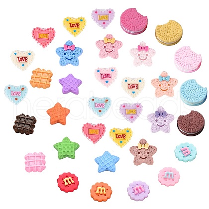 SUNNYCLUE 60 Pcs 6 Style Opaque Resin Cabochons CRES-SC0001-84-1