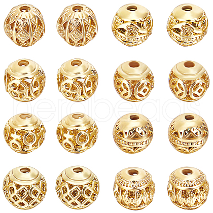 Beebeecraft 32Pcs 8 Style Alloy Hollow Beads FIND-BBC0002-61-1