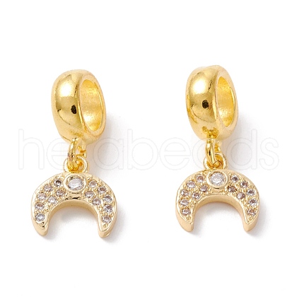Brass Cubic Zirconia European Dangle Charms KK-B037-18G-1