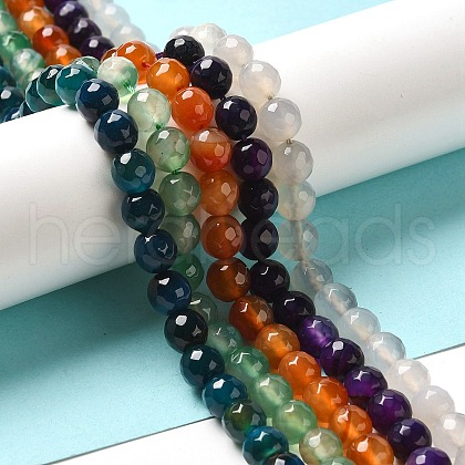 Natural Agate Beads Strands G-G045-8mm-M-1