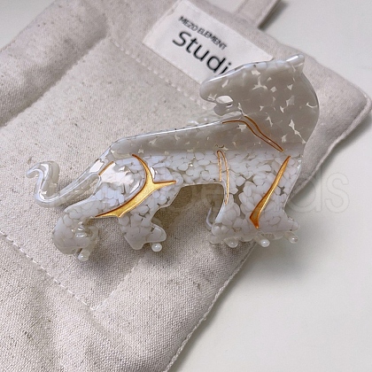 Leopard Cellulose Acetate(Resin) Claw Hair Clips PW-WG26262-03-1