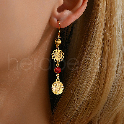 Tassel Coin Brass Hoop Earrings XE5575-1