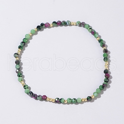 Natural Ruby in Zoisite Round Beads Stretch Bead Bracelets for Women CQ7665-4-1