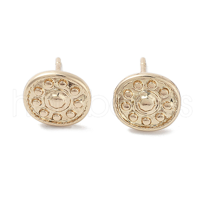 Flat Round Alloy Studs Earrings for Women EJEW-H309-08KCG-1