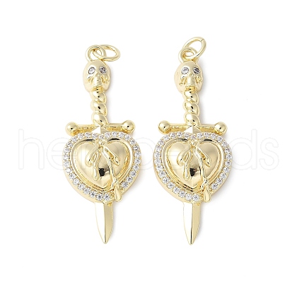 Brass Micro Pave Cubic Zirconia Pendants KK-F892-39G-1