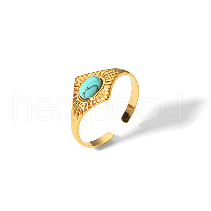 Synthetic Turquoise Cuff Rings for Women PX1899-3-1
