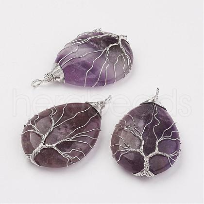 Natural Amethyst Big Pendants G-G956-A02-FF-1