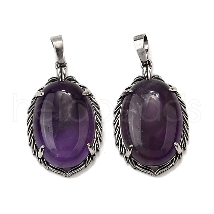 Natural Amethyst Pendants G-Q350-02J-1