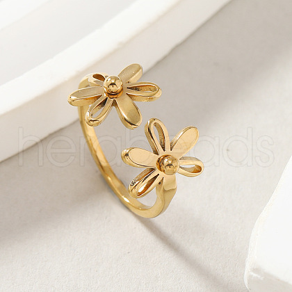 304 Stainless Steel Open Cuff Rings for Women FS-WG642B9-05-1