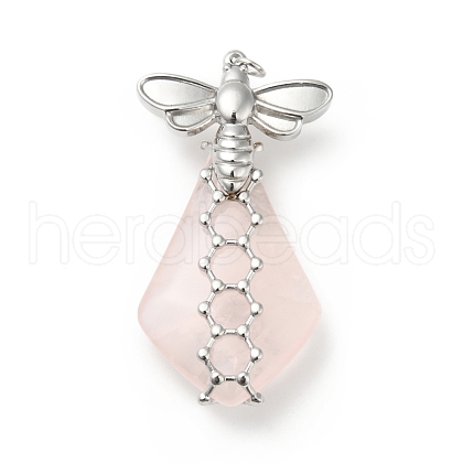 Natural Rose Quartz Pendants G-G870-02P-1