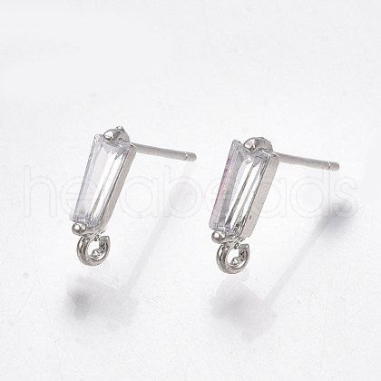Brass Cubic Zirconia Stud Earring Findings KK-S348-349-1