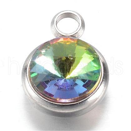 304 Stainless Steel Glass Rhinestone Charms STAS-G082-12-1
