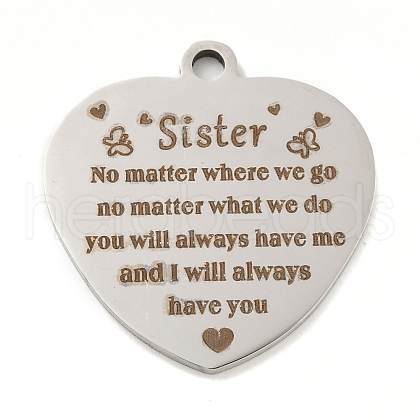 Non-Tarnish 201 Stainless Steel Pendants STAS-L079-26P-02-1