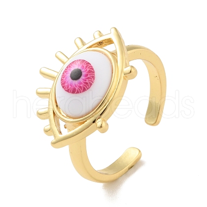 Acrylic Horse Eye Open Cuff Ring RJEW-B042-04G-02-1