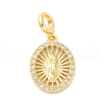 Brass Clear Cubic Zirconia European Dangle Pendants KK-D325-28G-09-1